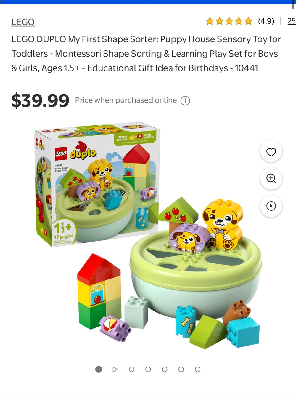 Lego DUPLO My First Shape Sorter Puppy House - Green, Yellow, Blue
